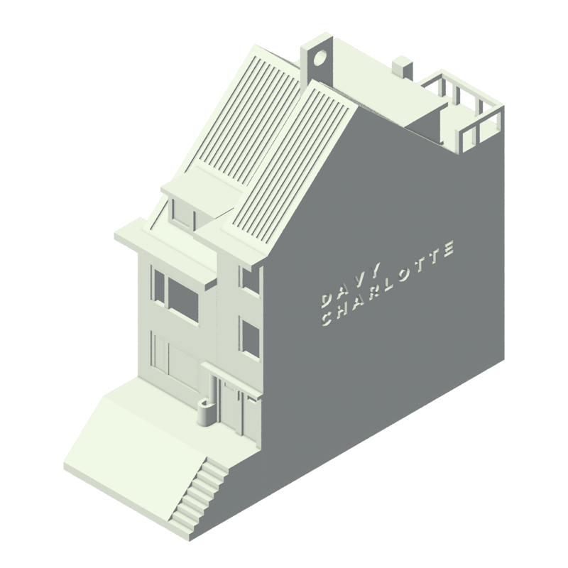 Isometrisch 3D-model van een huis, nummer 1