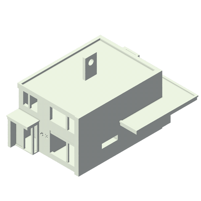 Isometrisch 3D-model van een huis, nummer 6