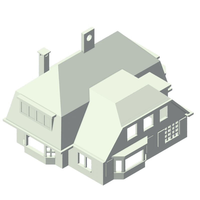 Isometrisch 3D-model van een huis, nummer 9